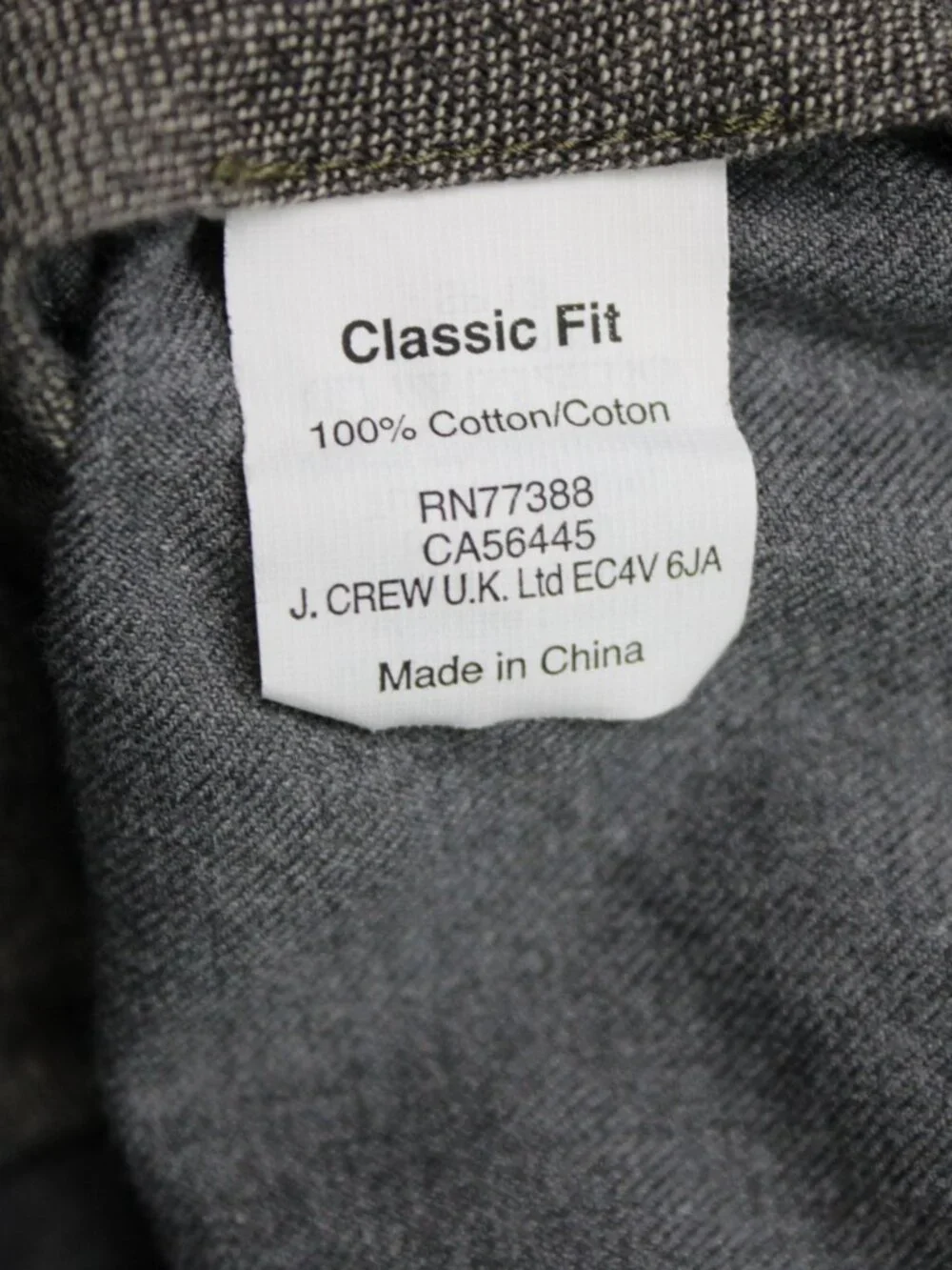 J. Crew Chino Pants Mens 36x29 Gray Bowery Classic Fit 100% Cotton Flat Front